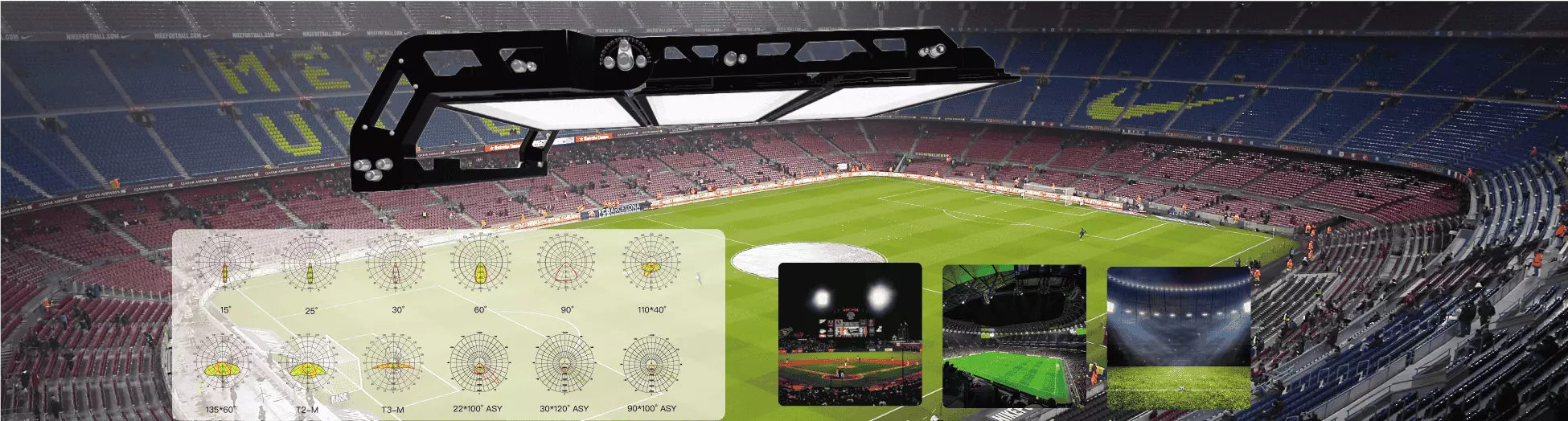 Diseñado para el máximo brillo en el estadio. Con tecnología LED cerámica.
Iluminación modular de alto rendimiento que ofrece precisión, durabilidad y confiabilidad de 8 años.