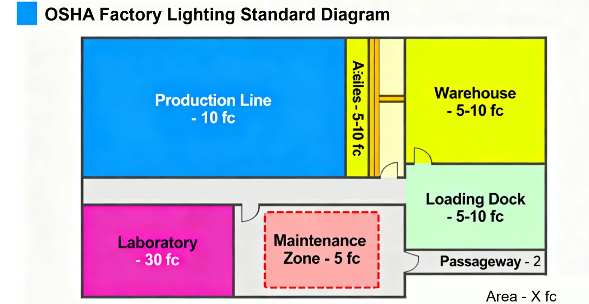 Diagrama estándar de iluminación industrial de OSHA Diagrama estándar de iluminación industrial de OSHA