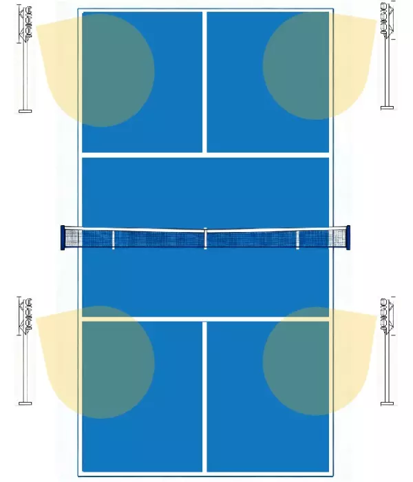 single-pickleball-court-with-4-poles