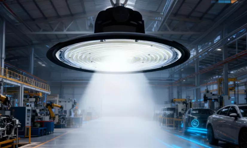 Una fábrica de automóviles utiliza la luz LED de gran altura HB01
