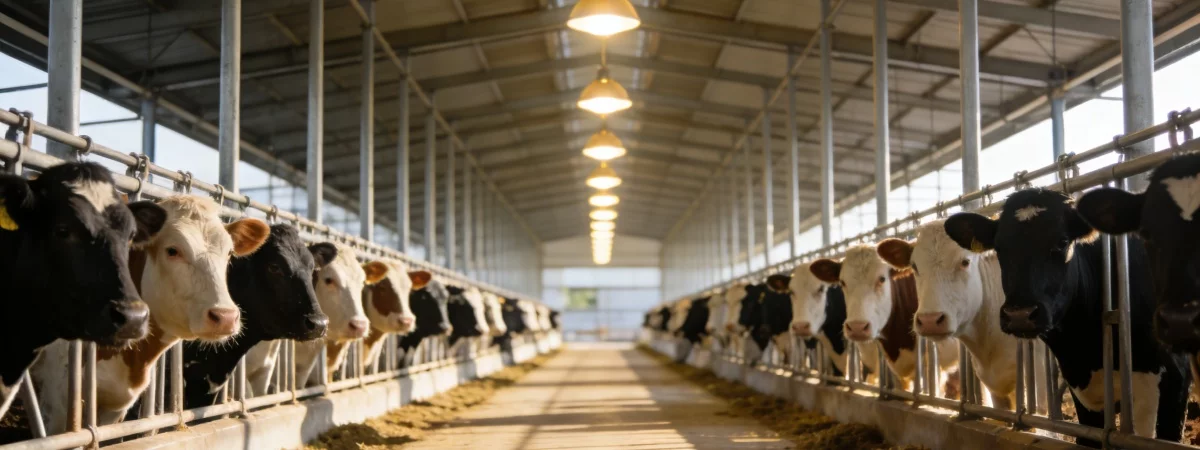 moderner Viehstall mit Beleuchtung